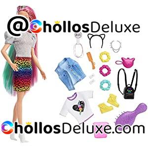 Barbie Pelo Arcoiris Muñeca +Accesorios