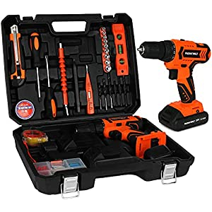 Maletín Herramientas Taladro +36 Accesorios +2 Baterías