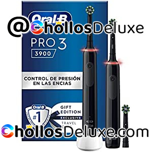 Oral-B Pro 3 3900 Dual Pack 2 Negros Cepillos De Dientes Eléctricos, Con 3 Cabezales, Diseñados Por Braun