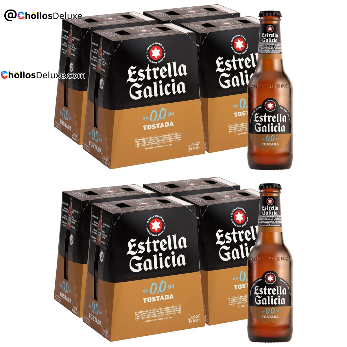2x Pack 24 botellines Estrella Galicia 0,0 Tostada Cerveza 6L