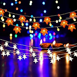 Pack de 2 Cadenas de Luces LED Hojas y Estrellas