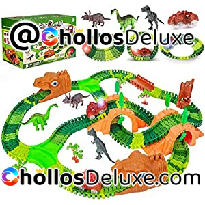 Pista de Coches LED con Dinosaurios