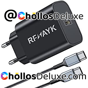 Cargador Carga Rápida USB C 25W +Cable Carga 2M