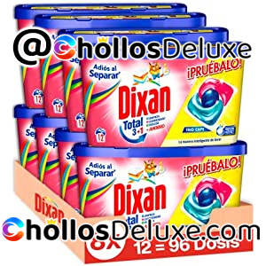 Pack de 8 Dixan Adiós al Separar Total 3+1 Detergente Cápsulas Lavadora