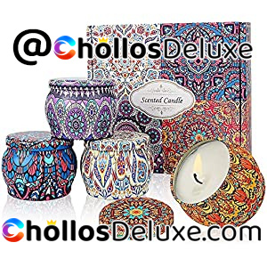 Set Regalo 4 Velas Aromáticas Cera Soja Natural