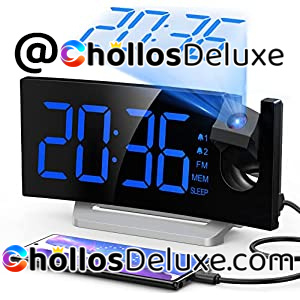 Despertador Proyector Techo 180° Radio FM y Puerto USB