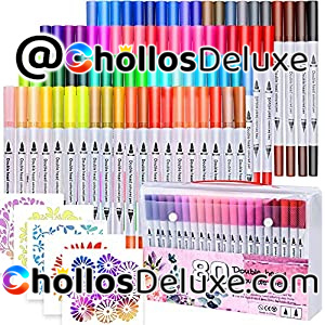 Caja 80 Rotuladores Colores Doble Punta +Plantillas