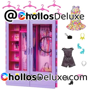 Barbie Fashionista Armario Portátil con 6 Perchas