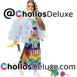 Barbie Muñeca Articulada Vestido Arcoiris con Mascota