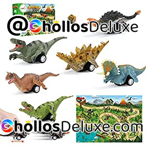 Set 6 Coches Dinosaurio +Mapa