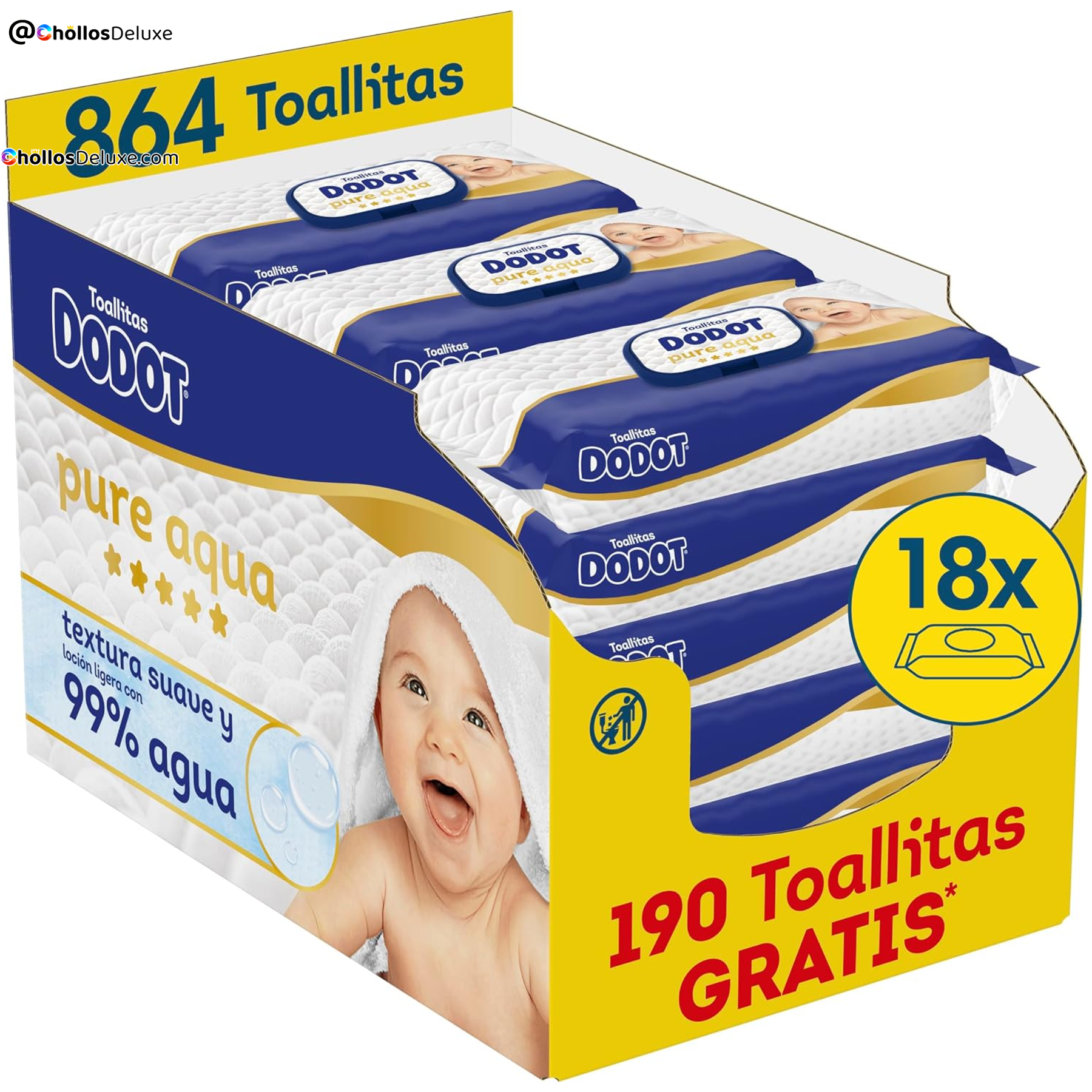 18x Dodot Pure Aqua 48 Toallitas