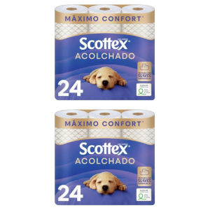 2x Scottex Acolchado 24 Rollos Papel Higiénico