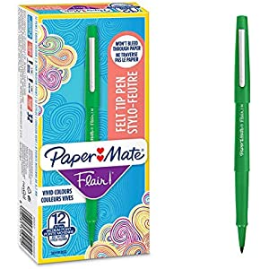Caja 12 Rotuladores Verdes Paper Mate Flair