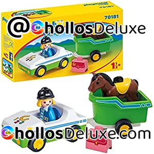 Playmobil 1.2.3 Coche con Remolque de Caballo