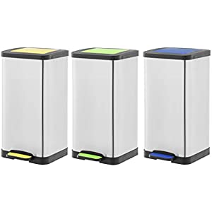 Set de 3 Cubos Basura 15L con Pedal Reciclaje