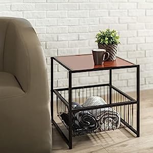 Mesa Auxiliar con Cesta de Almacenaje