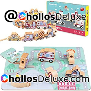 Set Puzzle de Madera Tráfico +Rompecabezas Vehículos Animales