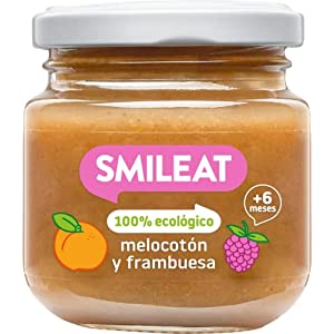10x Smileat Tarrito Ecológico Frutas Melocotón y Frambuesa 130g