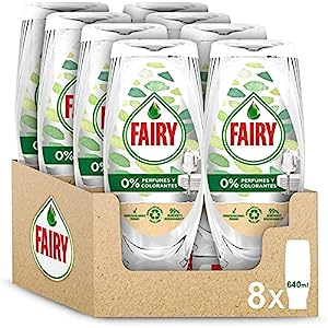 8x Fairy Maxi Poder 0% Perfumes y Colorantes Lavavajillas 640ml