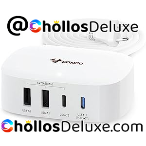 Cargador 4 en 1 2x USB +2x USB Tipo C