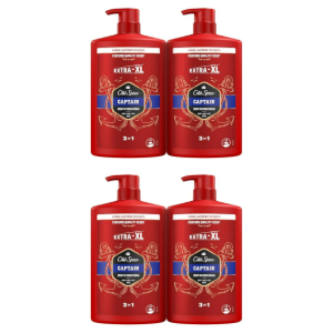 4x Old Spice Captain Gel De Baño Y Champú Hombre 1L