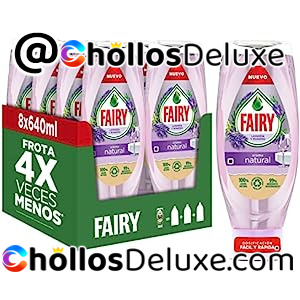 Fairy Lavavajillas Liquido a Mano, 8 x 640ml, Fragancia Natural con Aroma a Lavanda y Romero