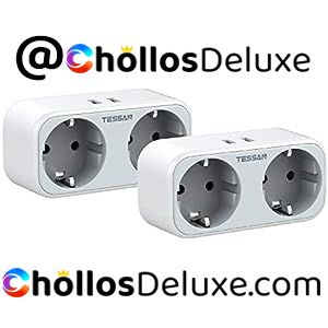 Pack de 2 Enchufes Pared (2 Tomas Corriente +2 Puertos USB)