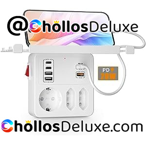 Enchufe con Interruptor ON/OFF y 3 Tomas +6 Puertos USB