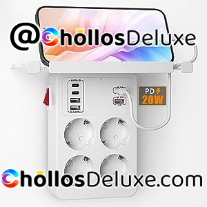 Enchufe con Interruptor ON/OFF y 4 Tomas +6 Puertos USB