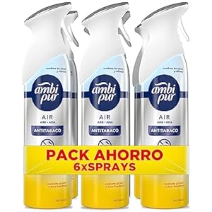 6x Ambipur Ambientador En Spray Antitabaco 300ml