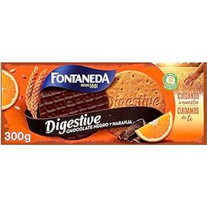 3x Fontaneda Digestive Galletas Chocolate Negro y Naranja 300g