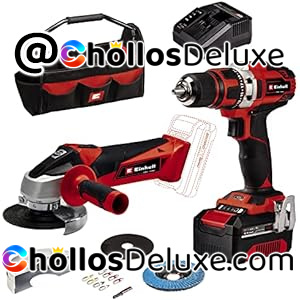 Set Einhell Taladro a Batería +Amoladora Angular +Accesorios