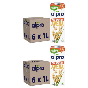 2x Alpro Bebida Vegetal de Avena sin azucar 6x1L