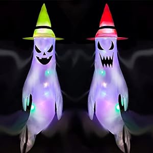 2x Fantasmas Colgantes Halloween con Luz LED