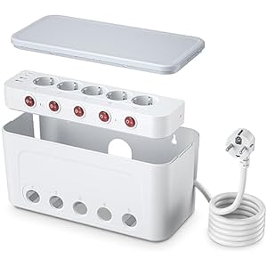 Caja Organizadora de Cables con Regleta 5 Tomas y 4 USB