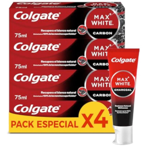 4x Colgate Max White Carbón Activado Pasta de Dientes Blanqueadora
