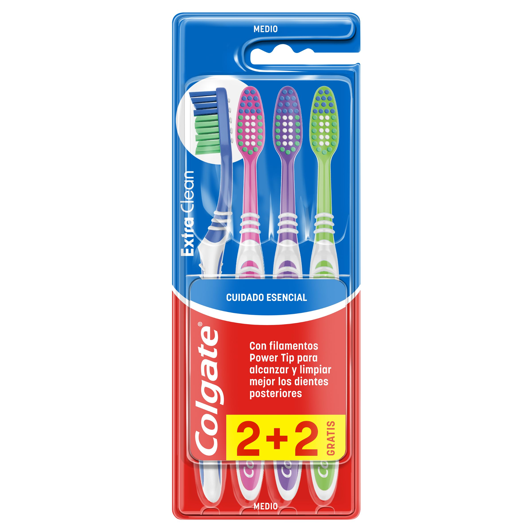 4x Colgate Extra Clean Cepillo de Dientes Medio