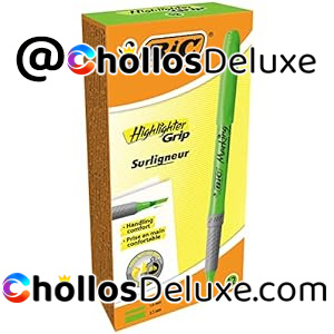 BIC Highlighter Grip 12 Marcadores verdes punta biselada Ajustable
