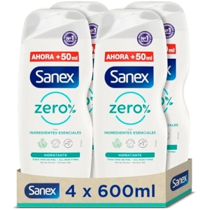 4x Sanex Zero% Hidratante Gel de Ducha Hidratante 600ml