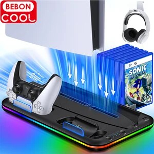Base refrigeración y carga para dos gamepads para Playstation 5