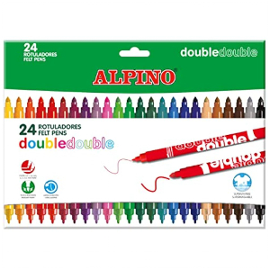 Caja 24 Rotuladores Colores Doble Punta Alpino