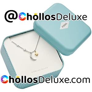 Fossil Collar Plata Mujer Media Luna y Estrella
