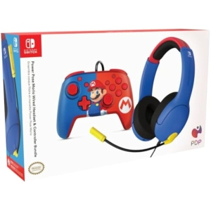 PDP Gaming Mario Bundle Mando y Auriculares Switch
