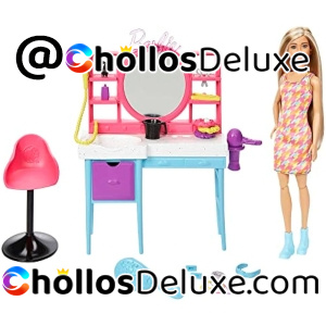 Barbie Totally Hair Set Muñeca con Peluquería y Accesorios