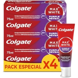 4x Colgate Max White Purple Reveal Pasta de Dientes Blanqueadora