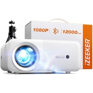 Proyector Portatil Bluetooth con Trípode 12000 Lumens 1080P