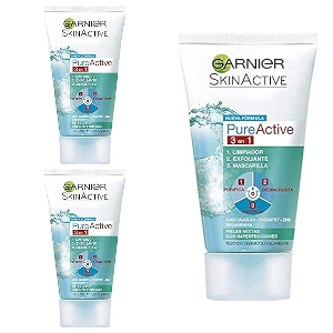 3x Garnier Skin Active Pure Active 3 en 1 150ml