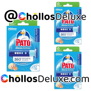 3x Pato Discos Activos Marine con Recambio (6 Discos) Limpia y Desinfecta el Inodoro
