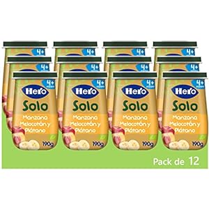 2x Hero Solo Pack de 12 Tarritos Ecológicos de Manzana, Melocotón y Plátano de 190 g