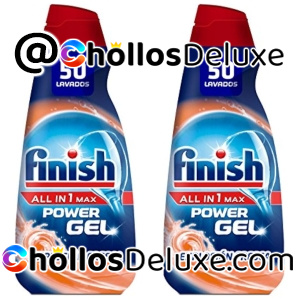2x Finish All in 1 Max Power Gel Frescor Antiolor Detergente Gel para el Lavavajilla 50 lavados